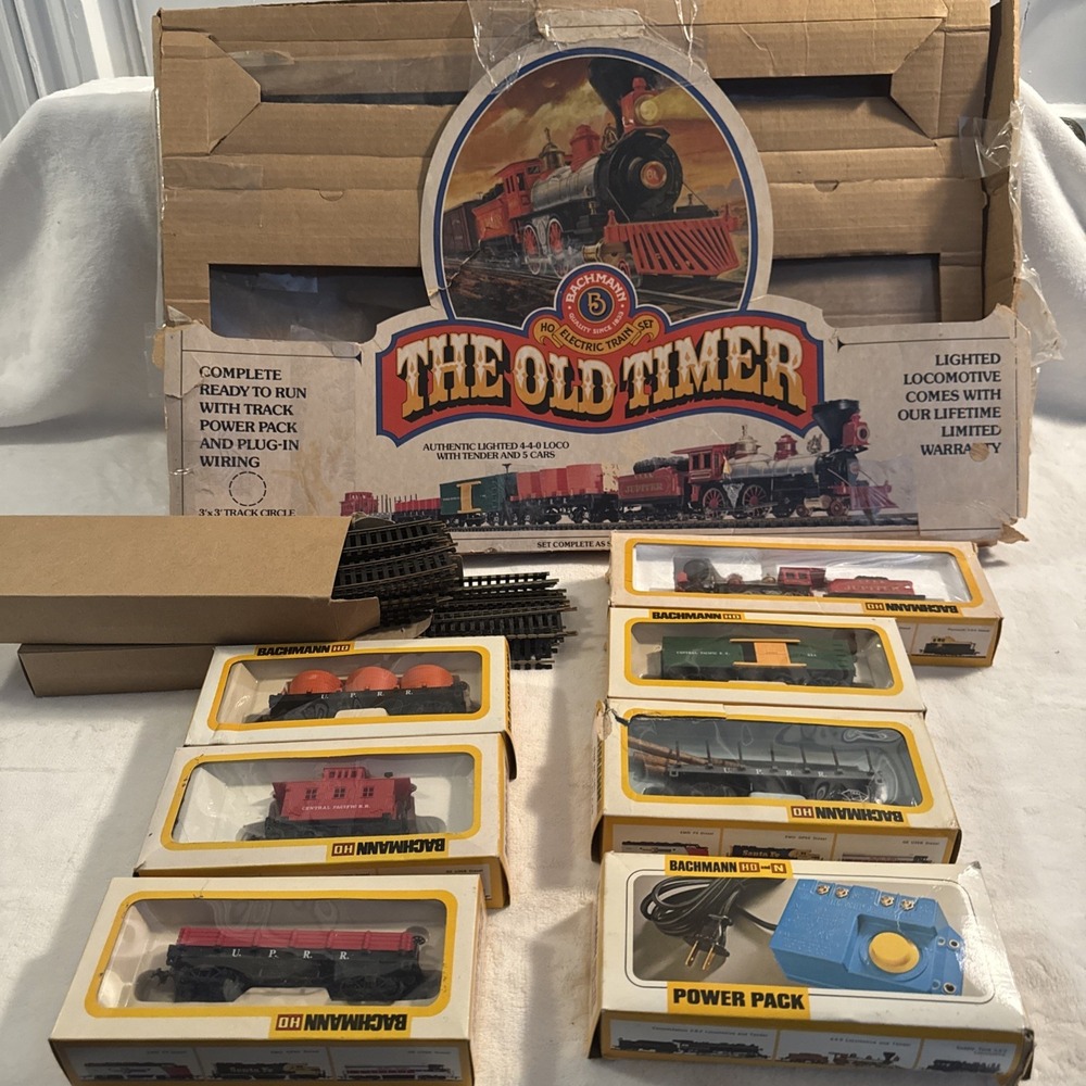 VTG Bachman The Old Timer HOScale Train Set 4-4-0 Loco Tender 5 Cars CPRR Tested - Picture 1 of 16